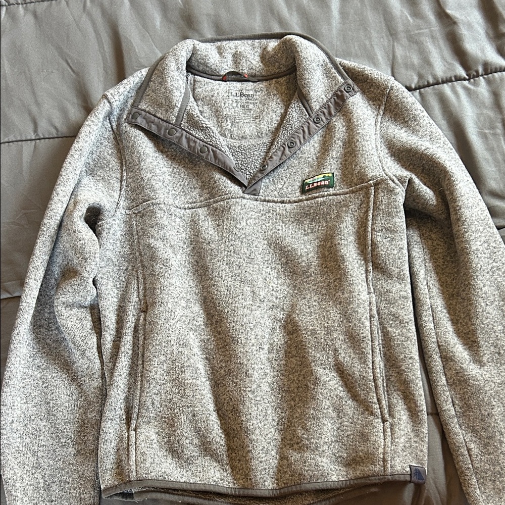 L.L. Bean Heathered Gray Quarter-Zip Fleece